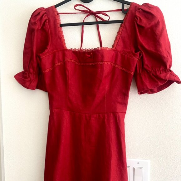 Reformation Evianna Linen Dress Sundried Tomato - Picture 1 of 16